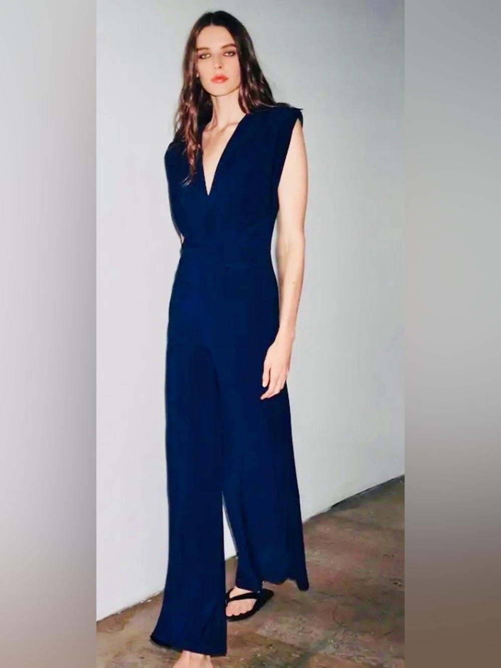 Stunning dark Navy Blue Zara Jumpsuit Size Medium NWT